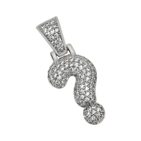 ? Question Mark Symbol Rhodium CZ Bling Bling Pendant