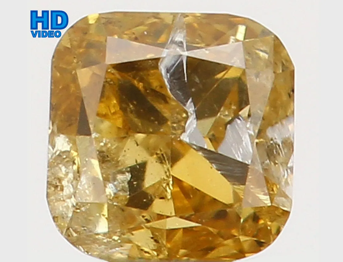 0.15 Ct Natural Loose Diamond Cushion Yellow Coffee Color I1 Clarity 2.80 MM  L5382