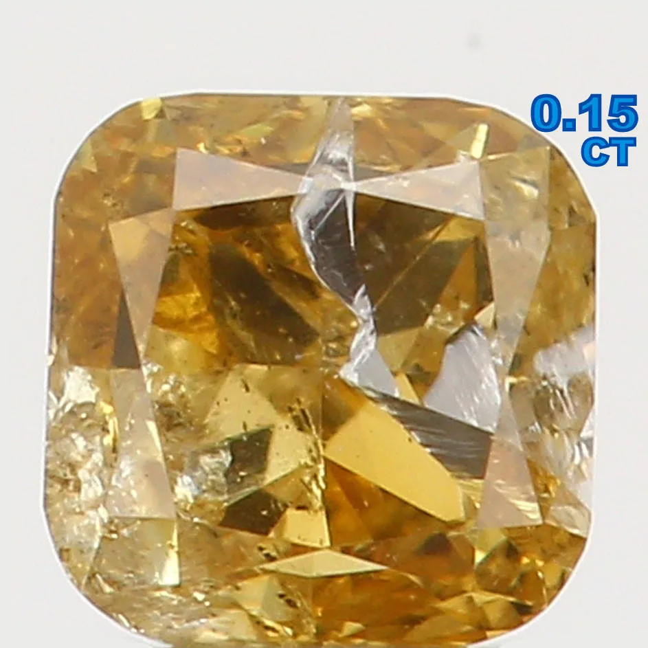 0.15 Ct Natural Loose Diamond Cushion Yellow Coffee Color I1 Clarity 2.80 MM  L5382