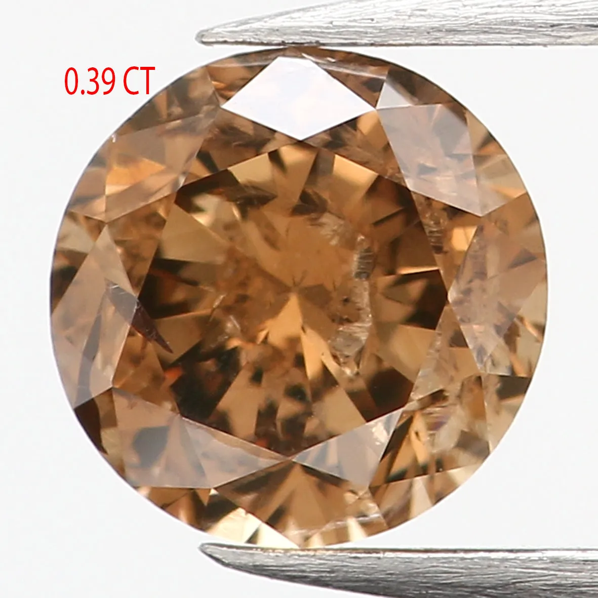 0.39 Ct Natural Loose Diamond, Brown Diamond, Round Diamond, Round Brilliant Cut Diamond, Sparkling Diamond, Rustic Diamond, L67