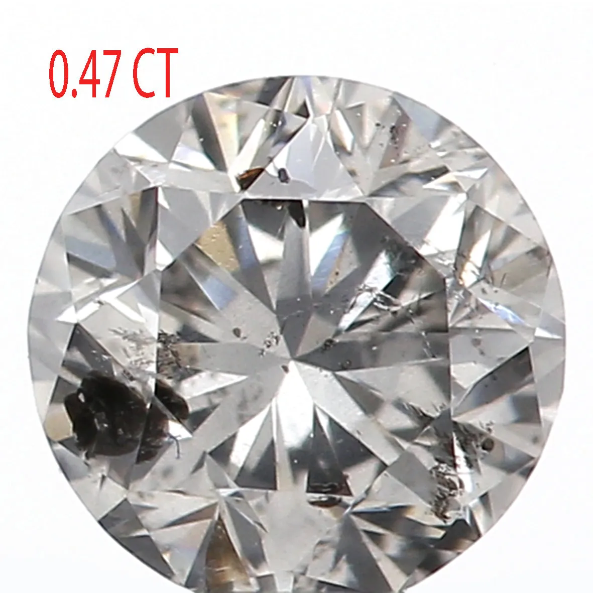 0.47 Ct Natural Loose Diamond, Round Brilliant Cut, Salt Pepper Diamond, Black Diamond, Gray Diamond, Rustic Diamond, Round Diam