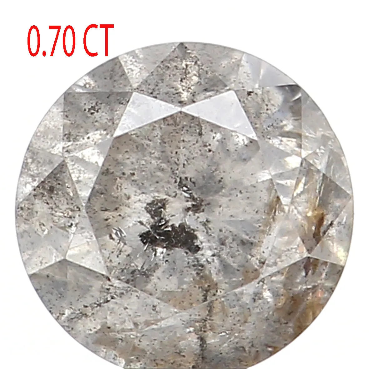 0.70 Ct Natural Loose Diamond, Round Brilliant Cut, Salt And Pepper Diamond, Black Gray Diamond, Rustic Diamond, Round Cut Diamo