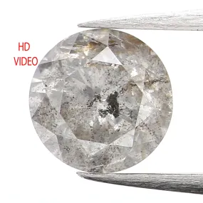 0.70 Ct Natural Loose Diamond, Round Brilliant Cut, Salt And Pepper Diamond, Black Gray Diamond, Rustic Diamond, Round Cut Diamo