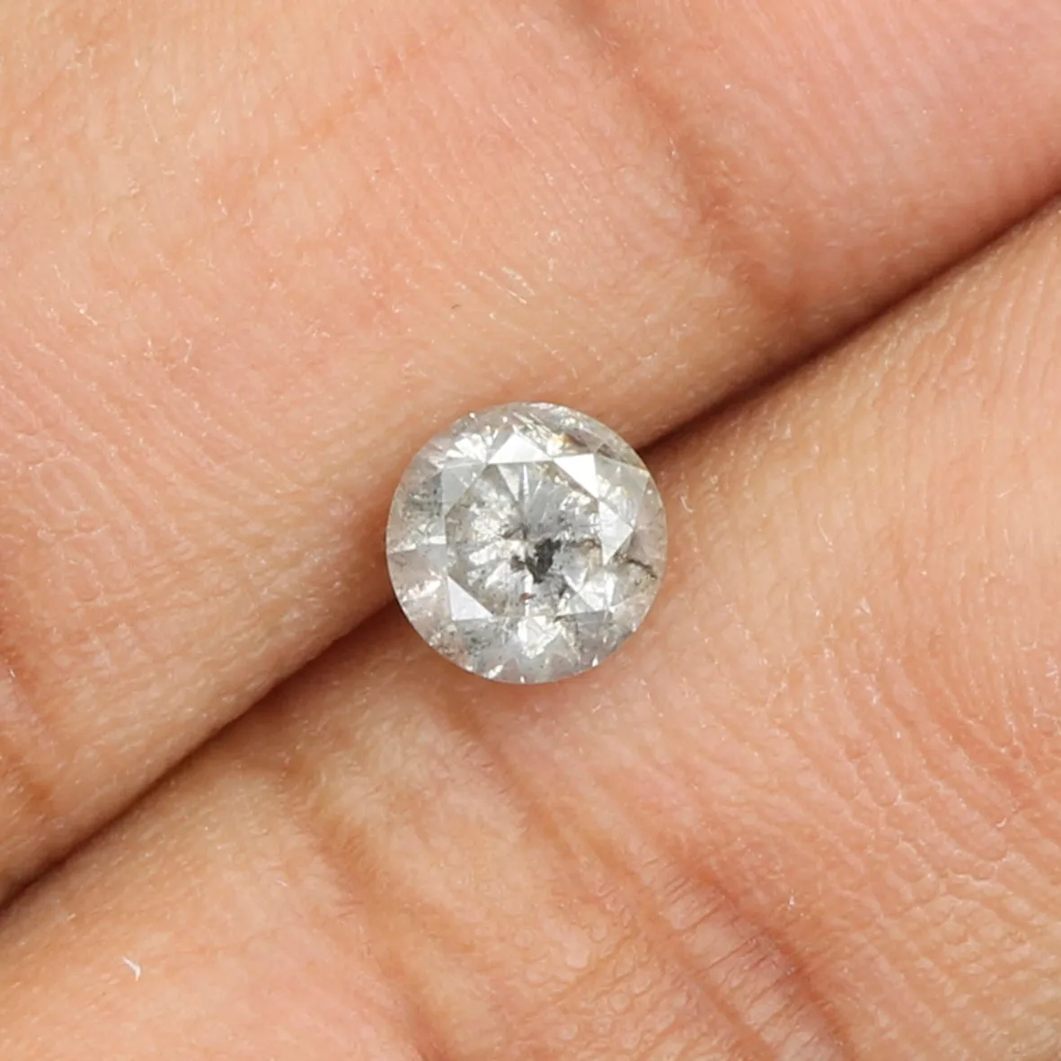 0.70 Ct Natural Loose Diamond, Round Brilliant Cut, Salt And Pepper Diamond, Black Gray Diamond, Rustic Diamond, Round Cut Diamo