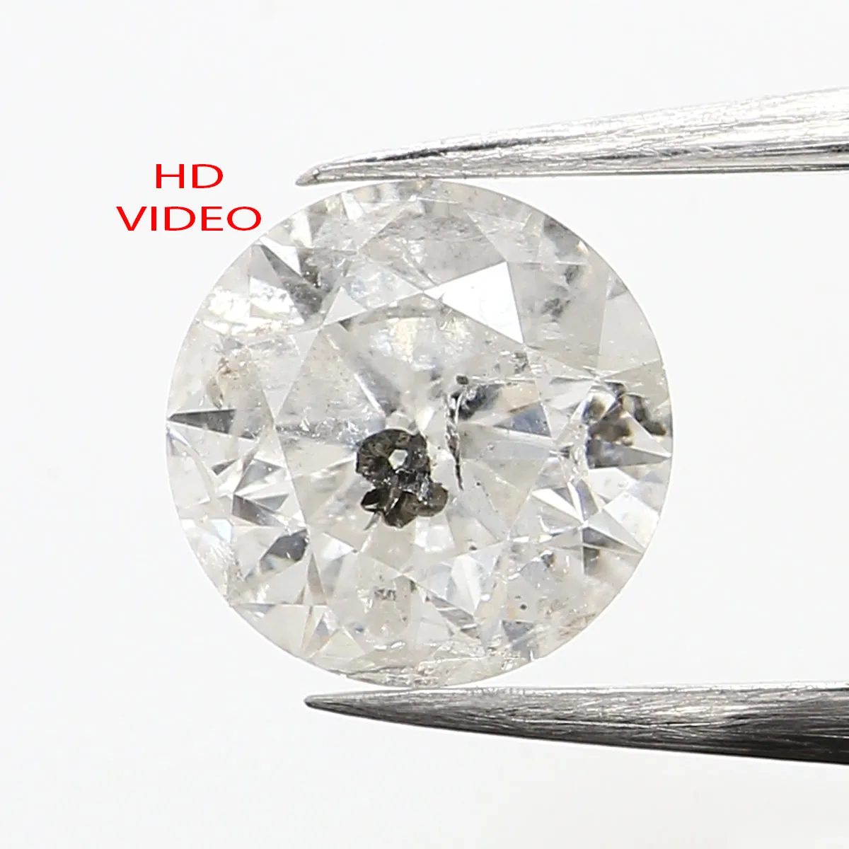 0.80 Ct Natural Loose Diamond, Round Brilliant Cut, Salt And Pepper Diamond, Black Diamond, Gray Diamond, Rustic Diamond L5568