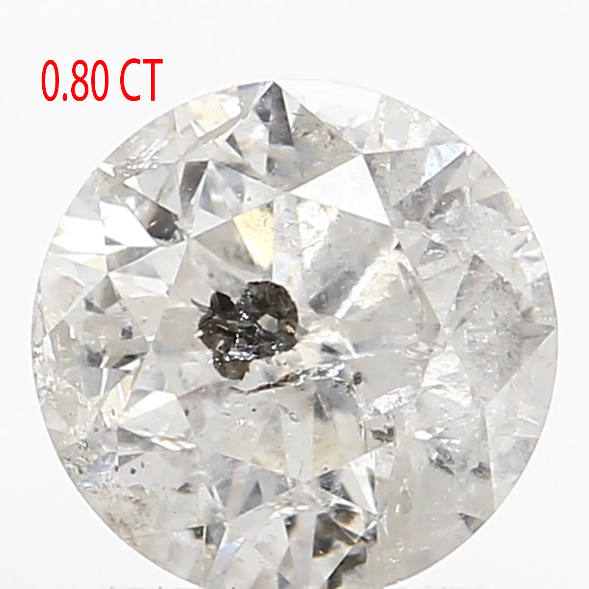 0.80 Ct Natural Loose Diamond, Round Brilliant Cut, Salt And Pepper Diamond, Black Diamond, Gray Diamond, Rustic Diamond L5568