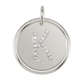 .085 Ctw G-H, I1 Diamond Initial 17mm 14k White Gold Pendant Letter K