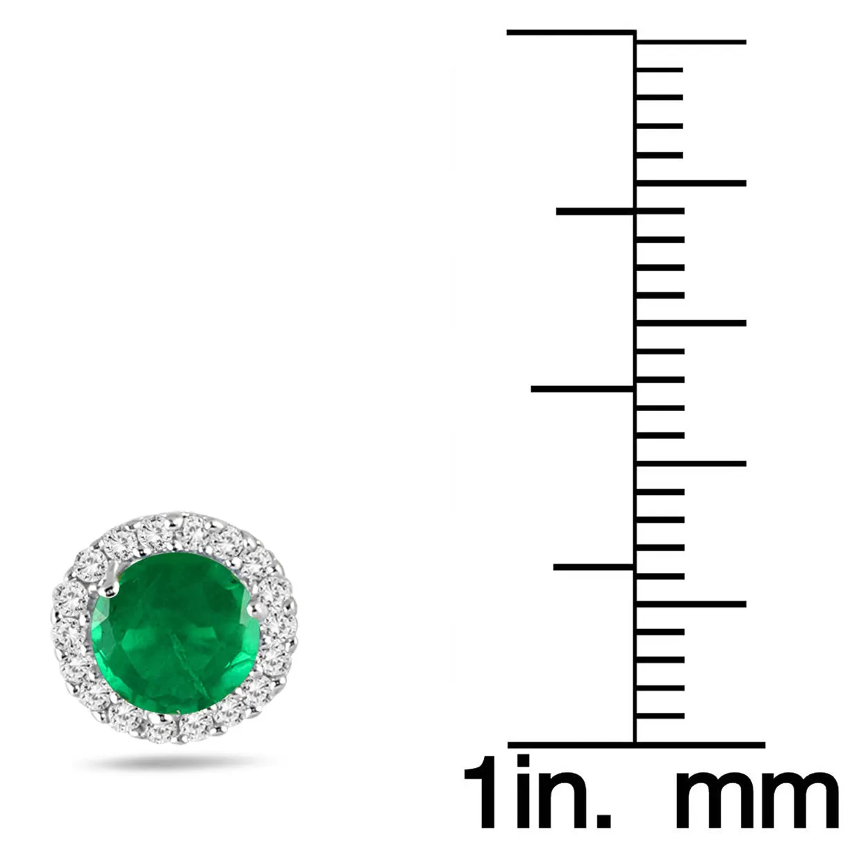 1 Carat Emerald and Diamond Stud Earrings in 14K White Gold