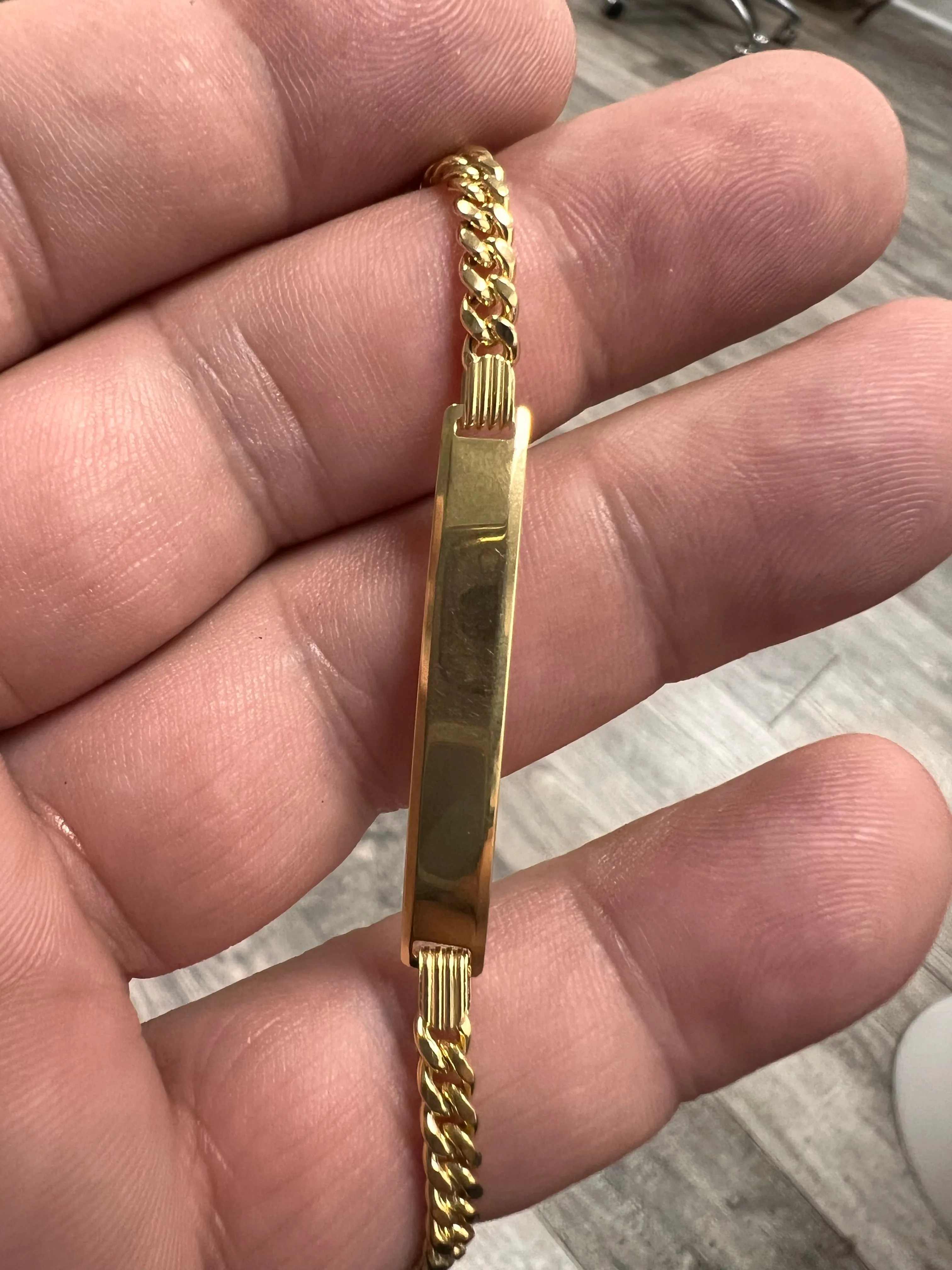 10K Yellow gold Baby miami cuban link ID bracelet FREE ENGRAVING-227191