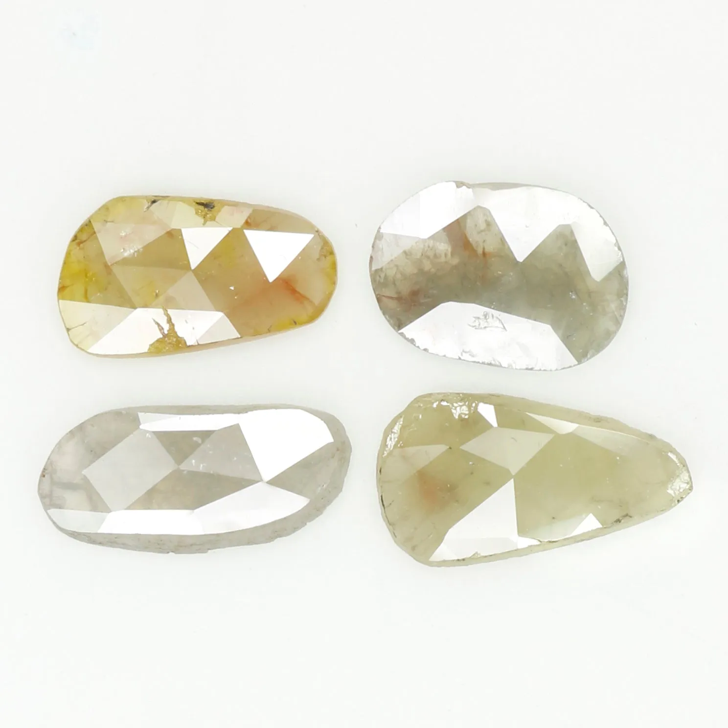 1.17 CT Natural Loose Diamond Slice Grey Yellow Color Polki Diamond 4 Pcs L9441