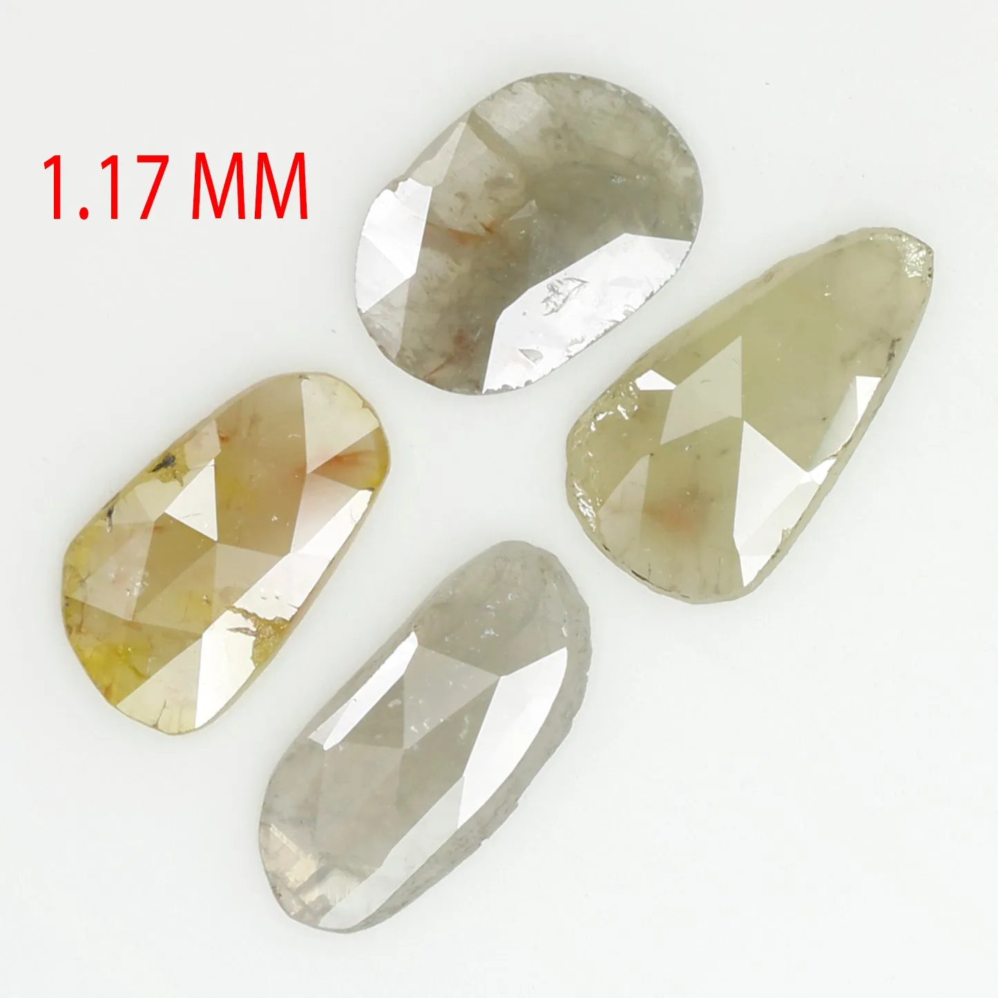 1.17 CT Natural Loose Diamond Slice Grey Yellow Color Polki Diamond 4 Pcs L9441