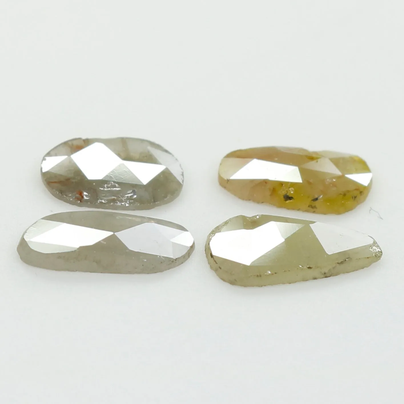 1.17 CT Natural Loose Diamond Slice Grey Yellow Color Polki Diamond 4 Pcs L9441