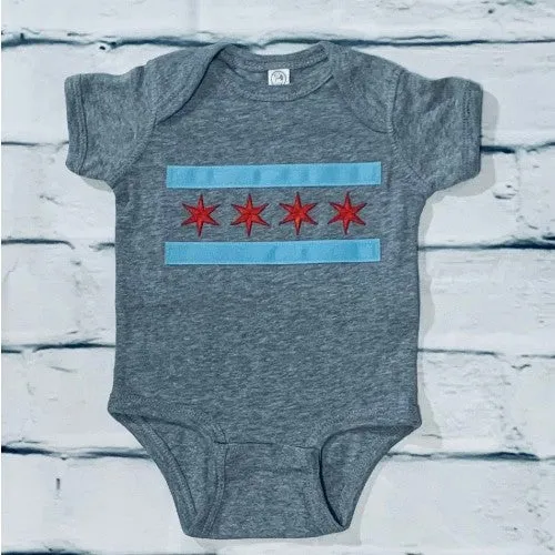 12 Month Chicago Flag Onesie