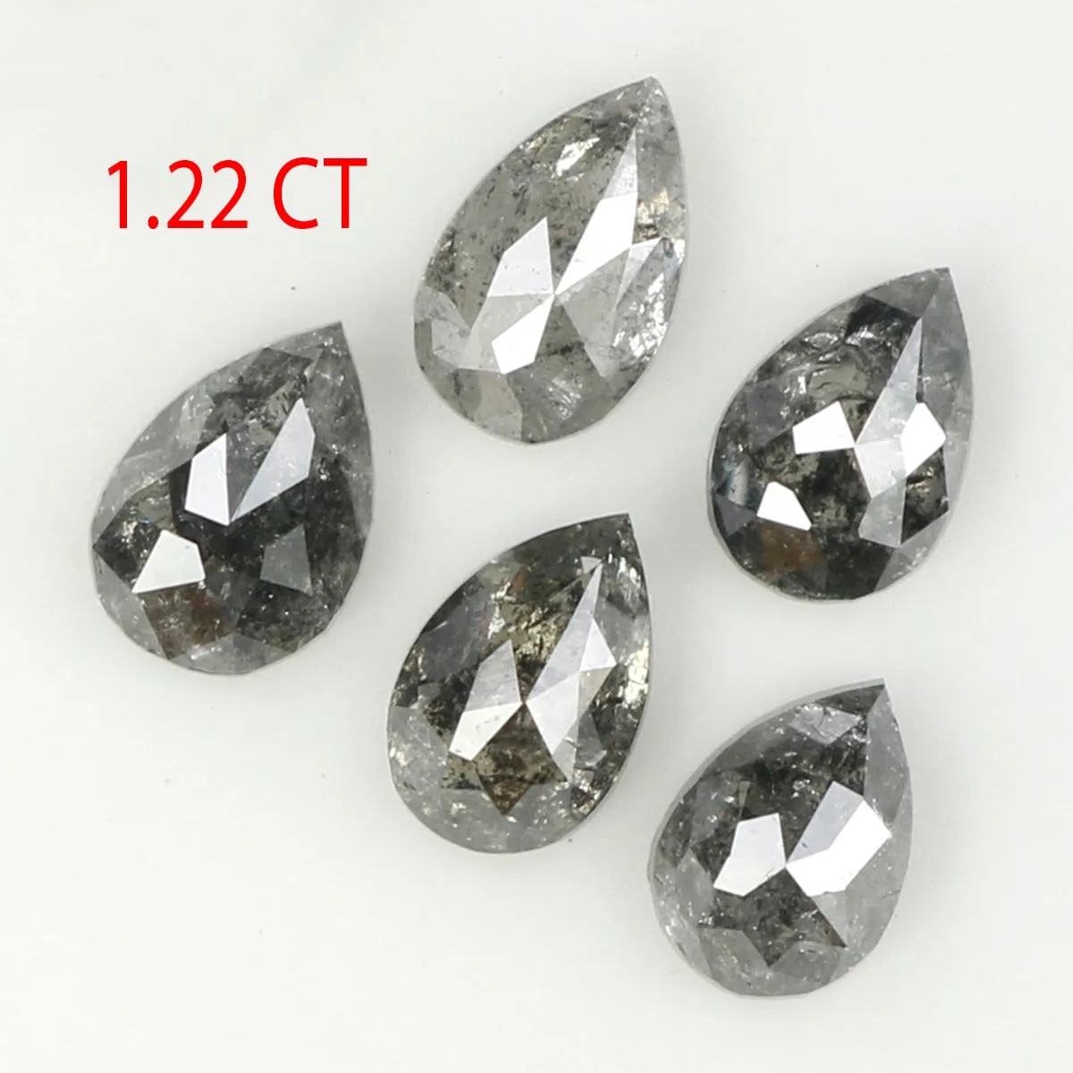 1.22  CT Natural Loose Diamond, Pear Cut Diamond, Salt and Pepper Diamond, Black Diamond, Grey Diamond, Real Galaxy Rose Cut Dia