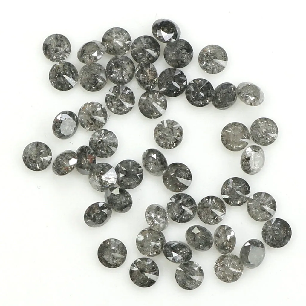 1.36 Ct Natural Loose Diamond, Round Brilliant Cut, Salt Pepper Diamond, Black Diamond, Gray Diamond, Round Cut Diamond, Real Di