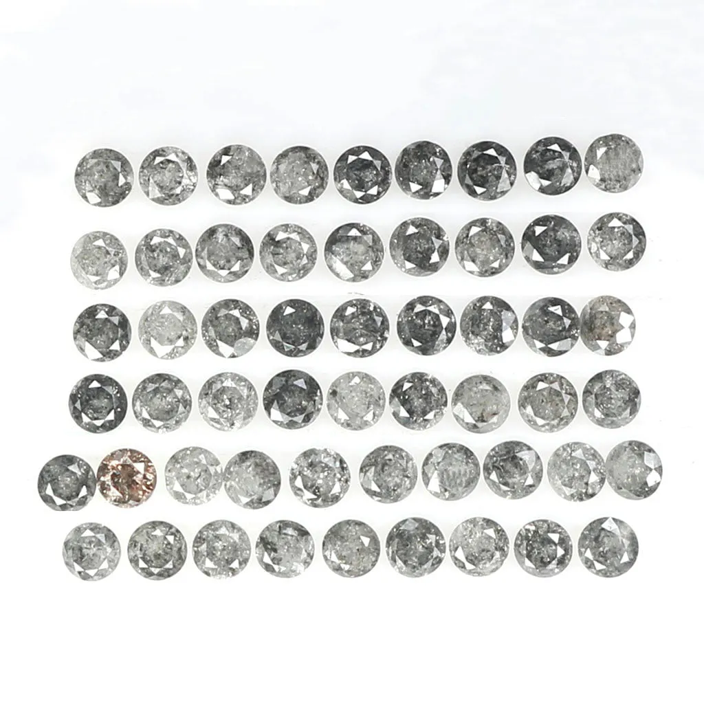 1.47 Ct Natural Loose Diamond, Round Brilliant Cut, Salt Pepper Diamond, Black Diamond, Gray Diamond, Round Cut Diamond, Real Di