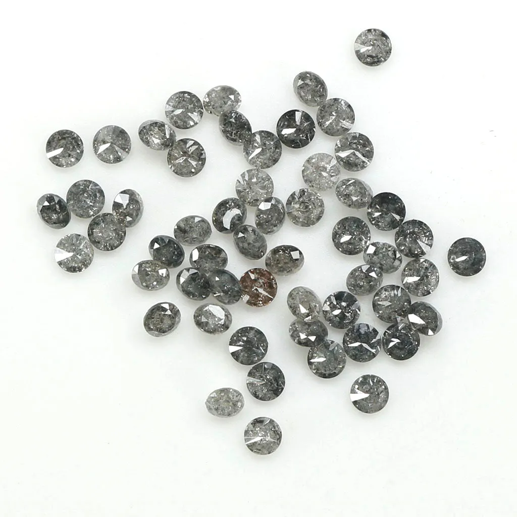 1.47 Ct Natural Loose Diamond, Round Brilliant Cut, Salt Pepper Diamond, Black Diamond, Gray Diamond, Round Cut Diamond, Real Di