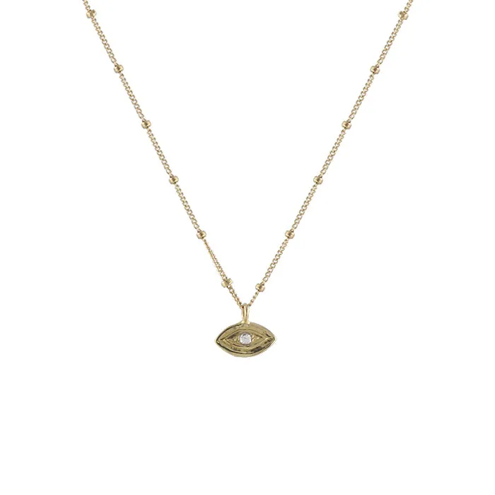 14k Evil Eye and Diamond Necklace