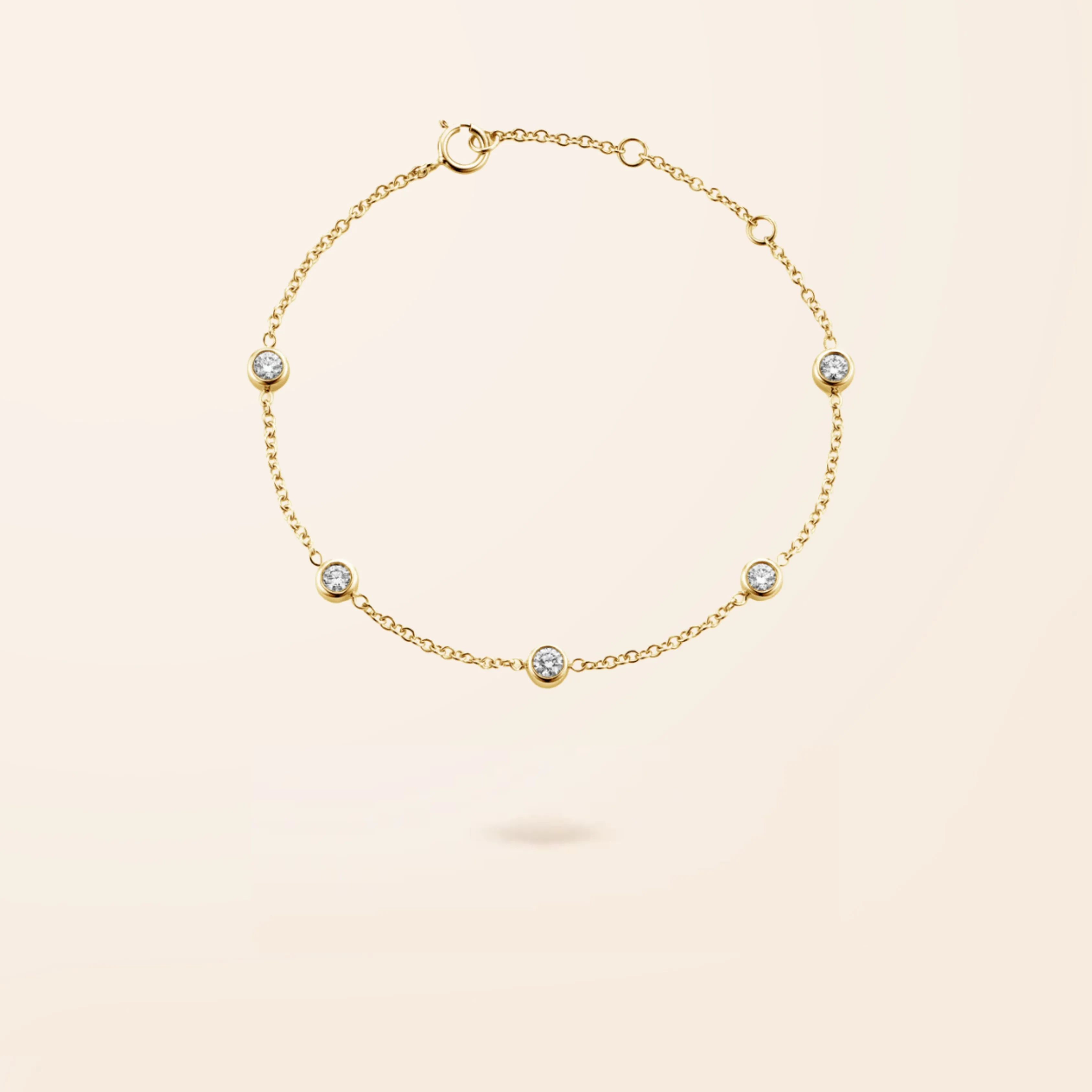 14K Gold Multi Diamond Bezel Bracelet