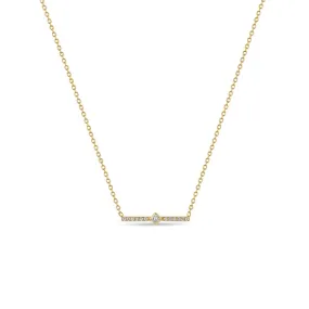 14K Princess Diamond & Diamond Bar Necklace