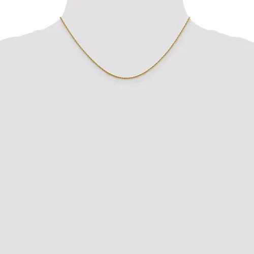 14K Yellow Gold 1.3 mm Pendant Rope Chain Available Sizes 16-24