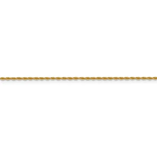 14K Yellow Gold 1.3 mm Pendant Rope Chain Available Sizes 16-24