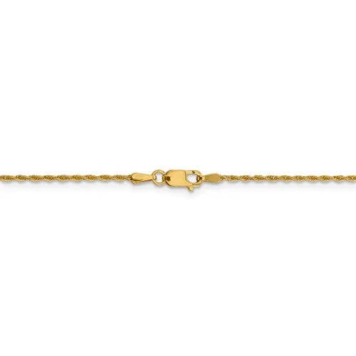 14K Yellow Gold 1.3 mm Pendant Rope Chain Available Sizes 16-24