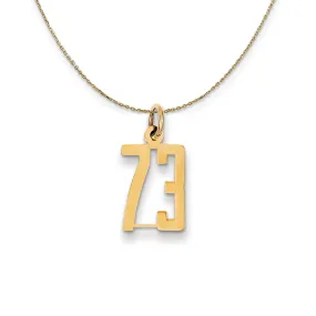 14k Yellow Gold, Alumni Small Elongated Number 73 Necklace