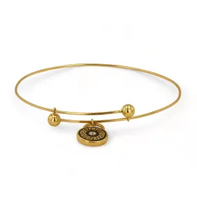 14K Yellow gold bolo lock charm bangle-209411