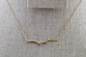 14k Yellow Gold Branch Necklace Pendant Leaf