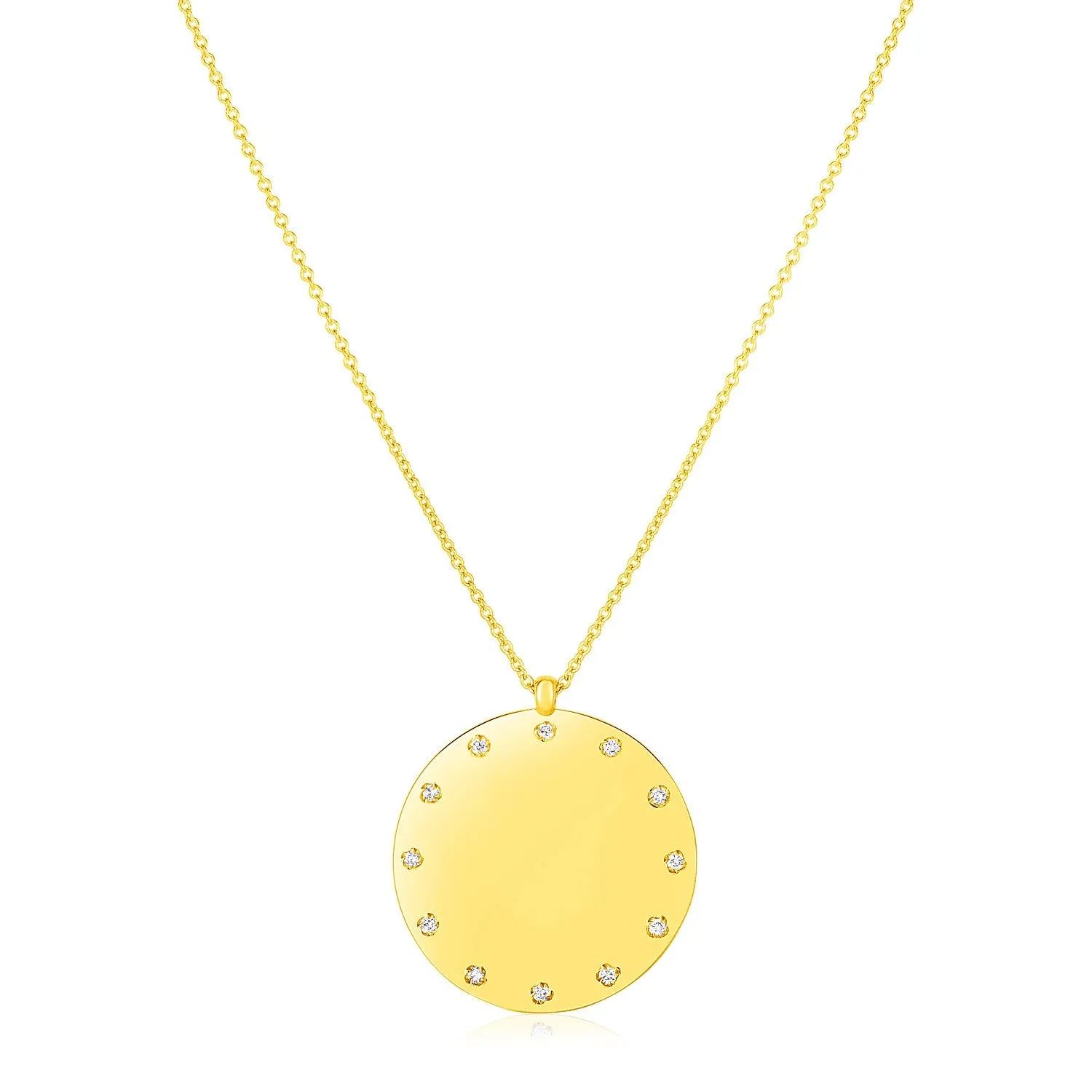 14K Yellow Gold Disc Necklace with Diamondsrx60848-18-rx60848-18