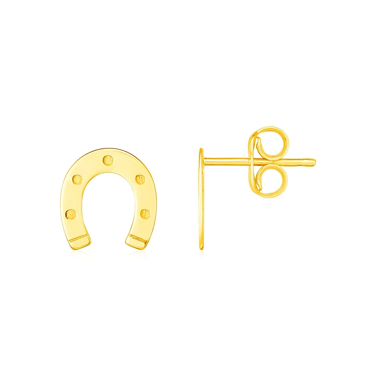 14K Yellow Gold Horseshoe Earrings-rx69240