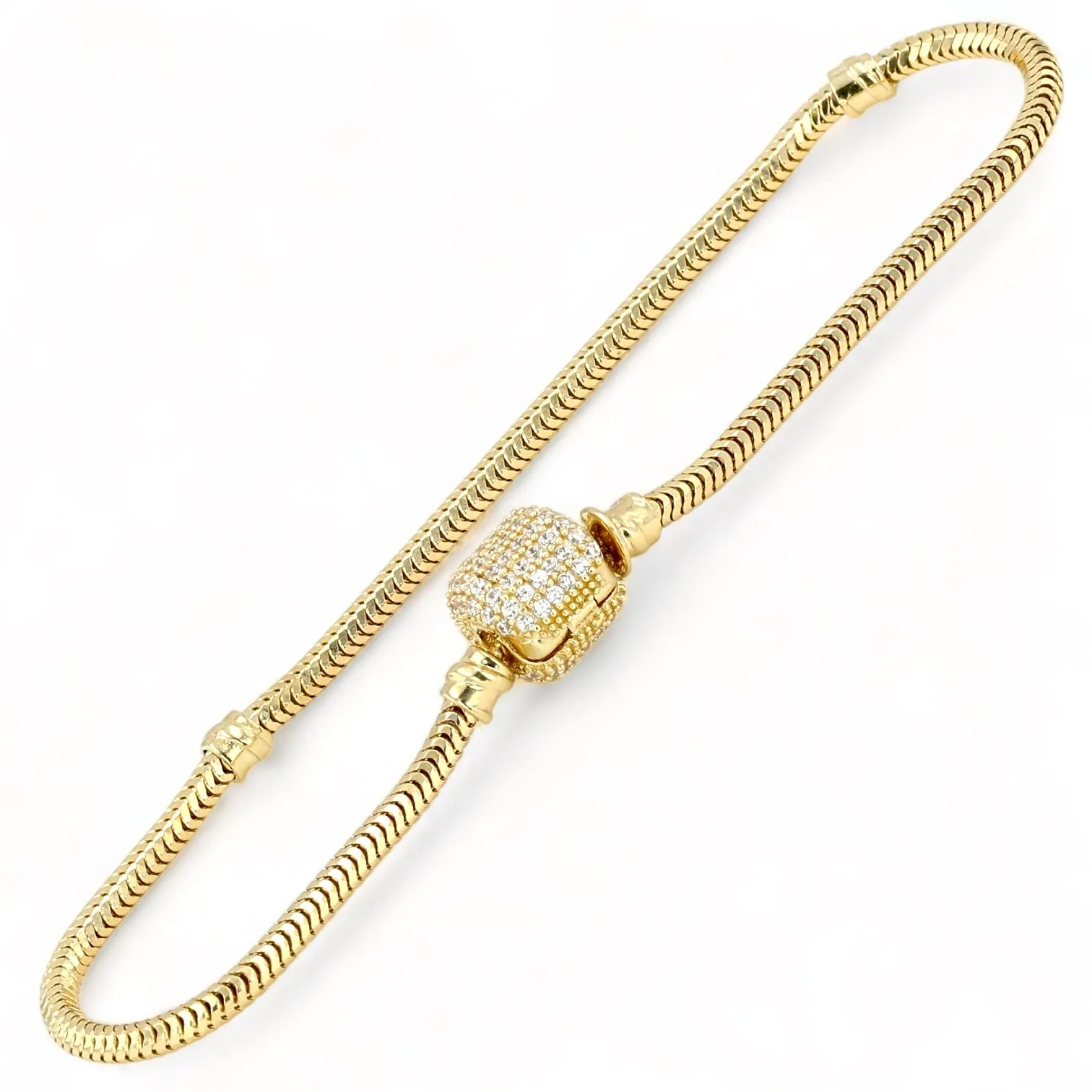 14K Yellow gold solid gold snake bracelet-22228