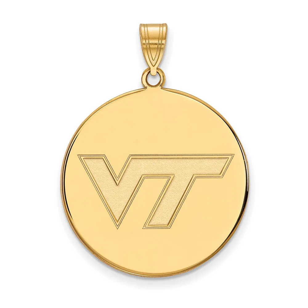 14k Yellow Gold Virginia Tech XL Logo Disc Pendant