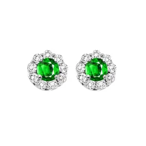 14KT WHITE GOLD DIAMOND (3/4CTW) & EMERALD (1/2 CTW) EARRING