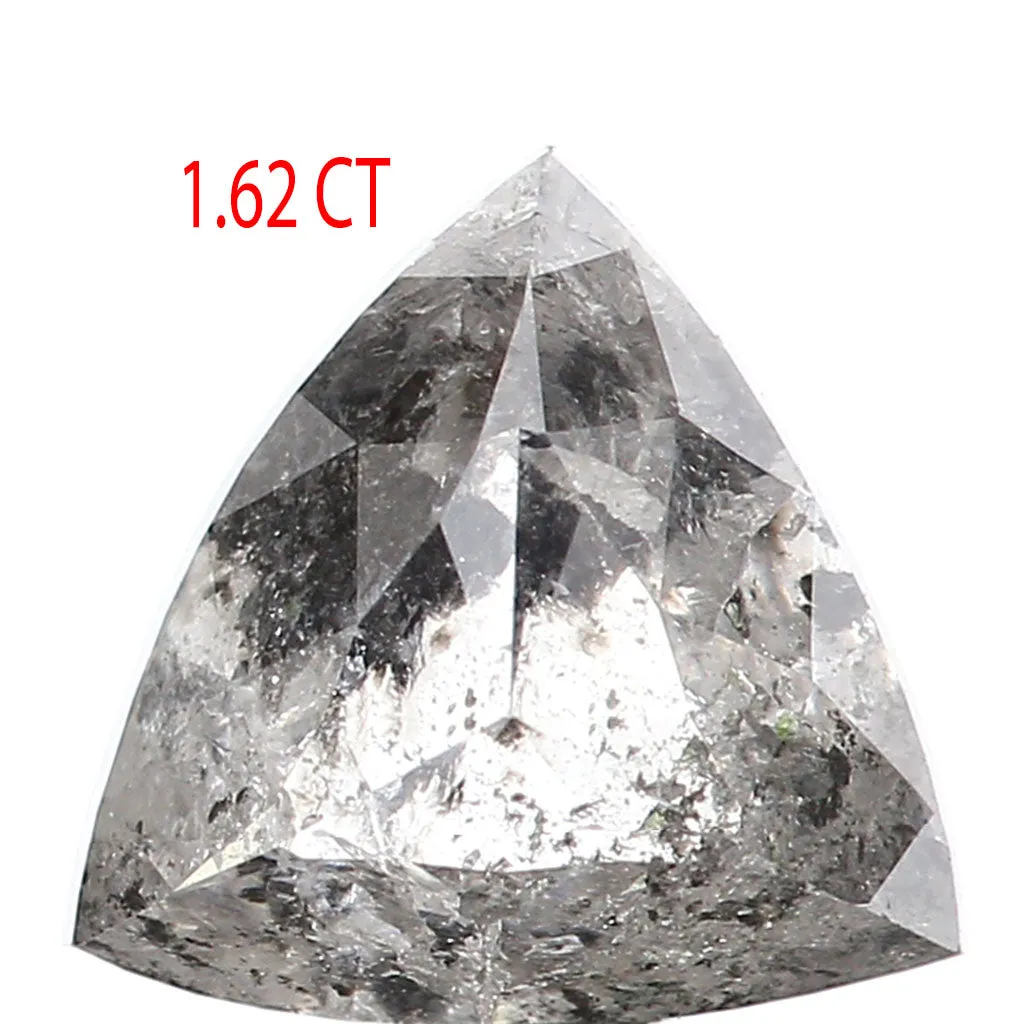 1.62 CT Natural Loose Triangle Shape Diamond Salt And Pepper Triangle Cut Diamond 7.00 MM Black Grey Color Triangle Rose Cut Dia