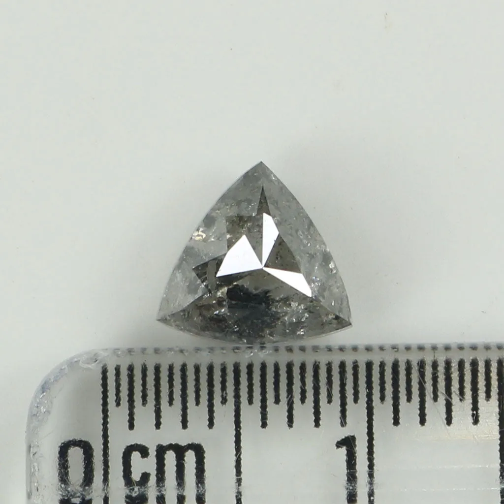 1.62 CT Natural Loose Triangle Shape Diamond Salt And Pepper Triangle Cut Diamond 7.00 MM Black Grey Color Triangle Rose Cut Dia