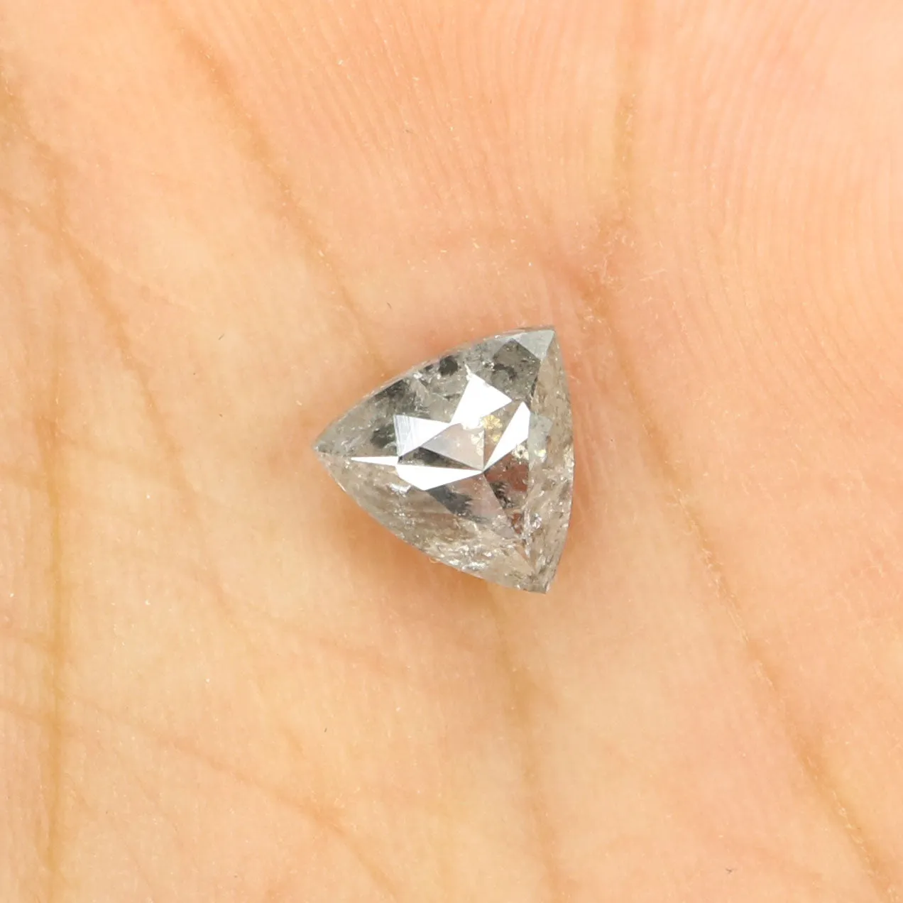 1.62 CT Natural Loose Triangle Shape Diamond Salt And Pepper Triangle Cut Diamond 7.00 MM Black Grey Color Triangle Rose Cut Dia