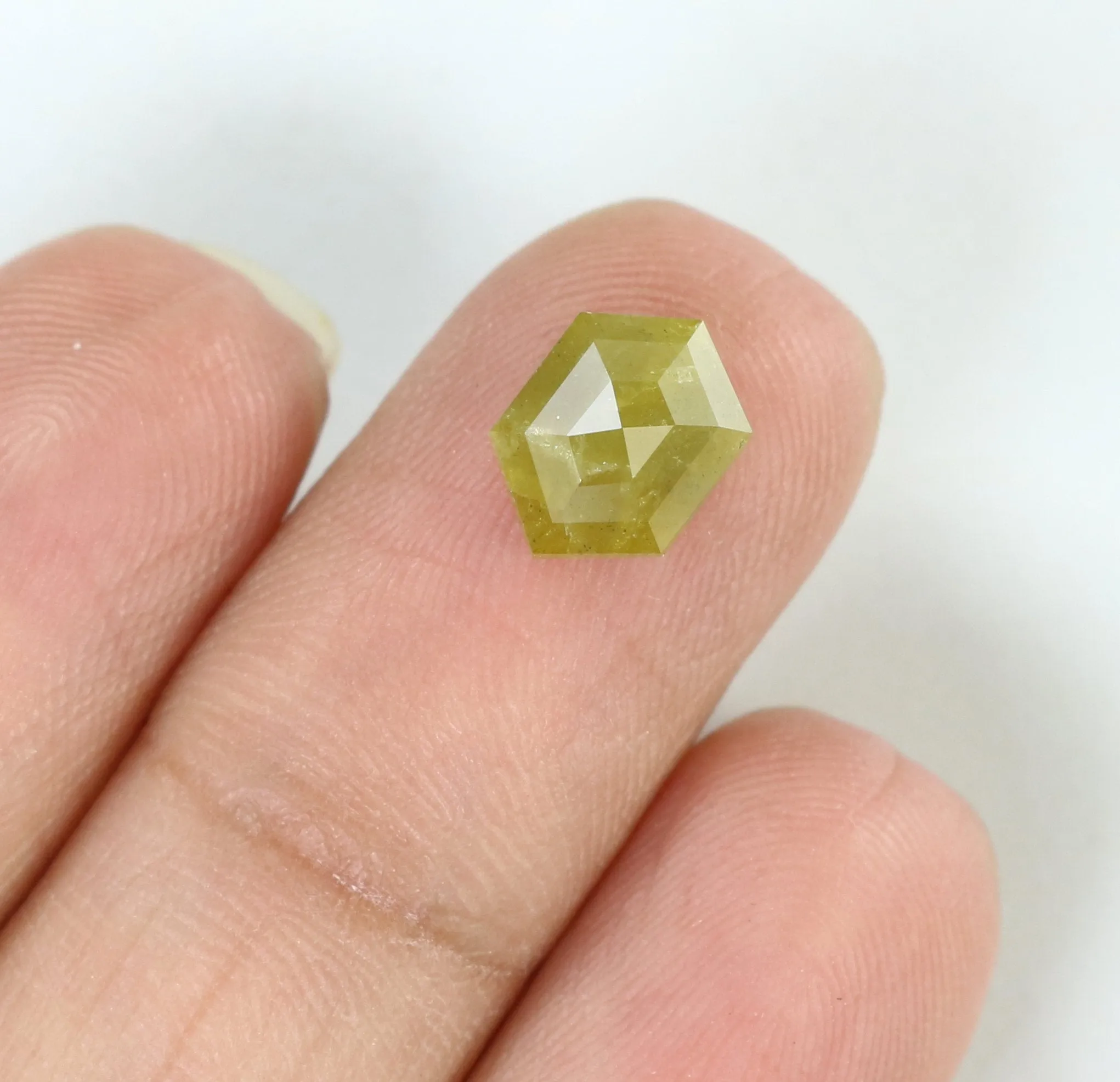 1.68 Ct Natural Loose Diamond Hexagon Yellow Color I3 Clarity 9.10 MM KDK1936