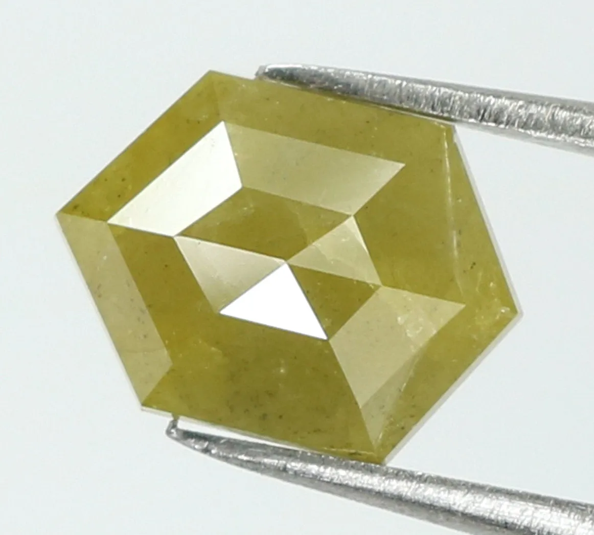 1.68 Ct Natural Loose Diamond Hexagon Yellow Color I3 Clarity 9.10 MM KDK1936