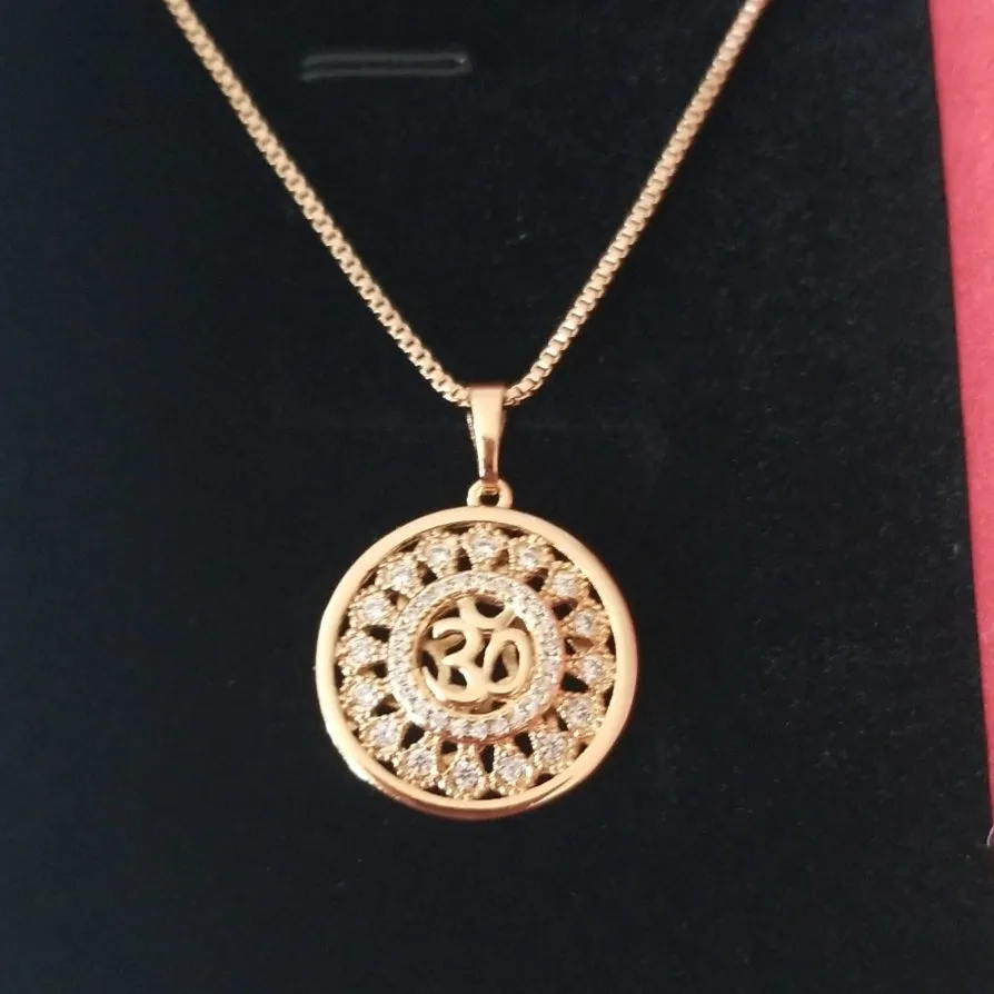 18k Gold Filled OM Pendant Necklace