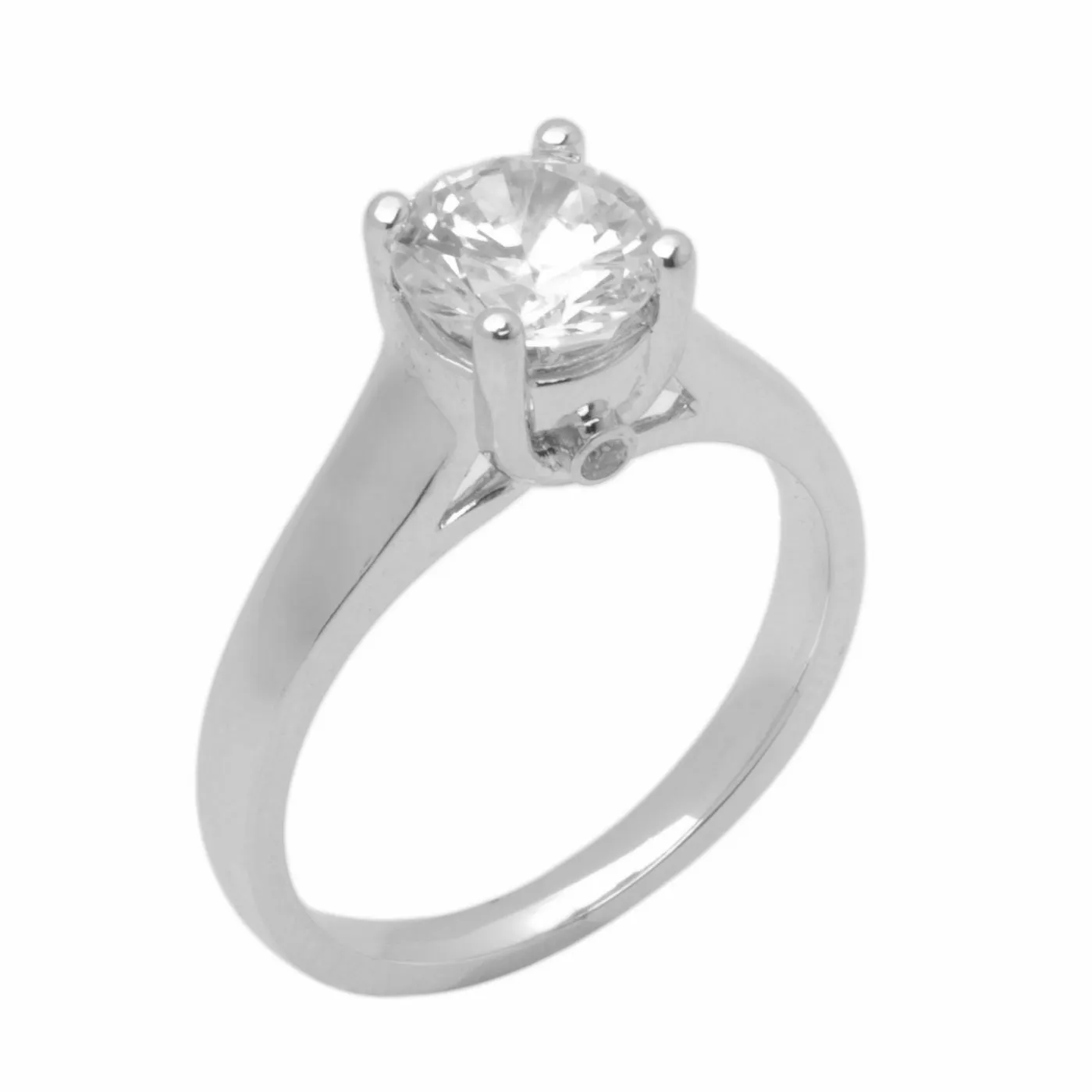 18k Solid Gold Elegant Ladies Modern Tapered Round Solitaire Ring D2087v