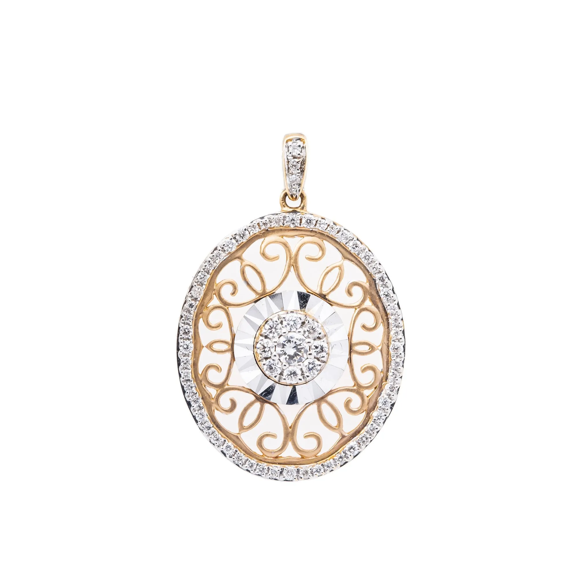 18K White And Rose Gold Pendant with Diamond