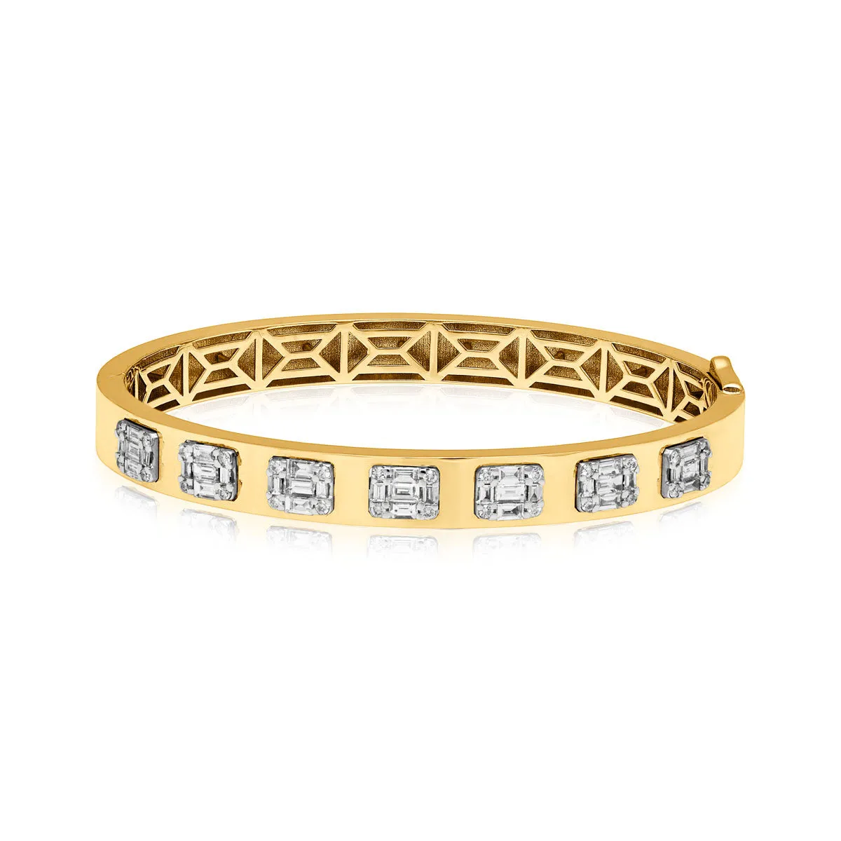 18KT Yellow Gold Baguette Diamond Gemma Bangle Bracelet