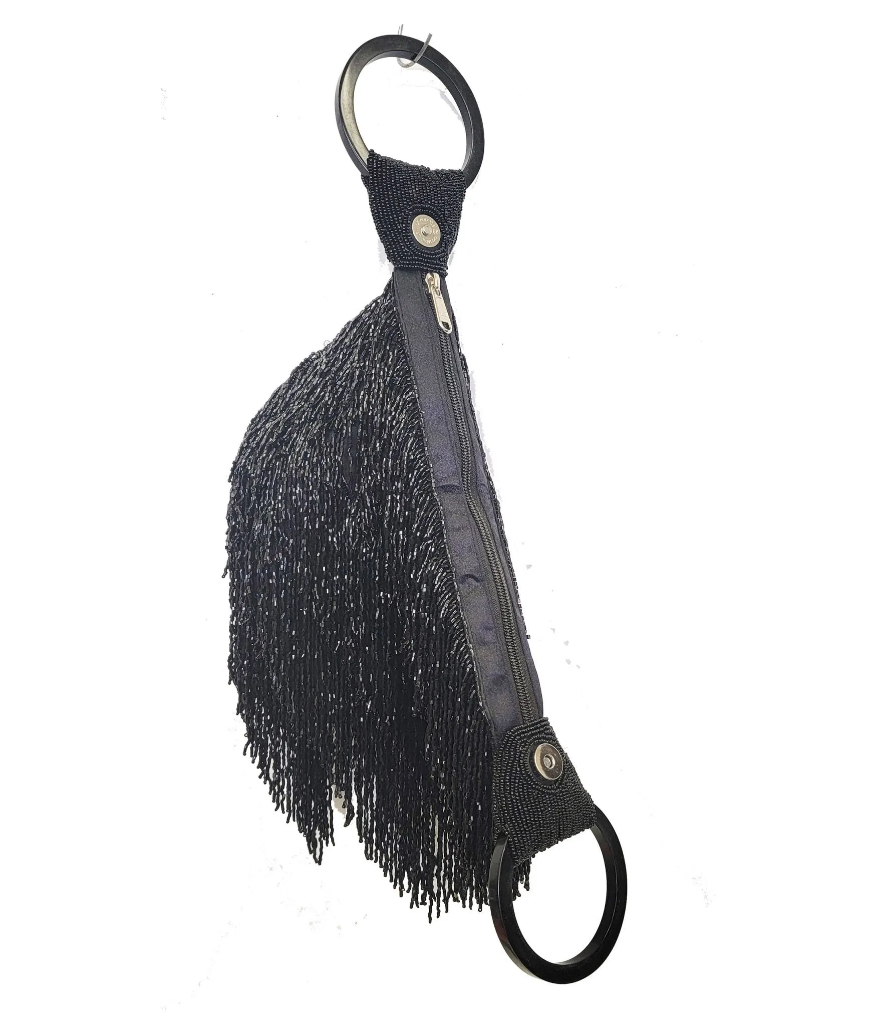 1920s Black Beaded Fringe Wristlet