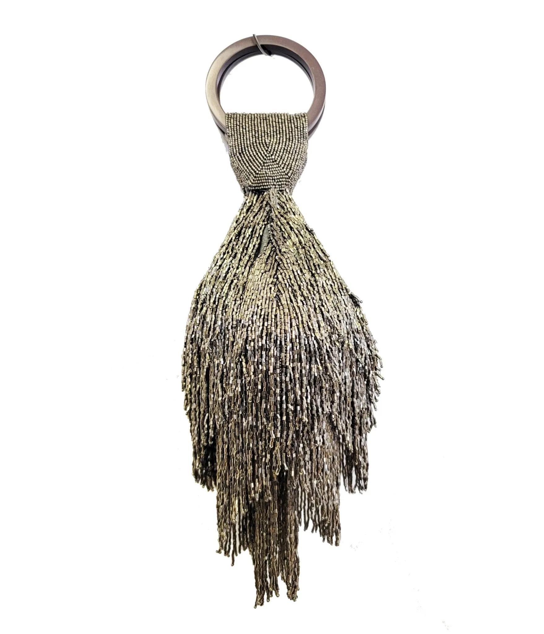 1920s Pewter Beaded Fringe Wristlet