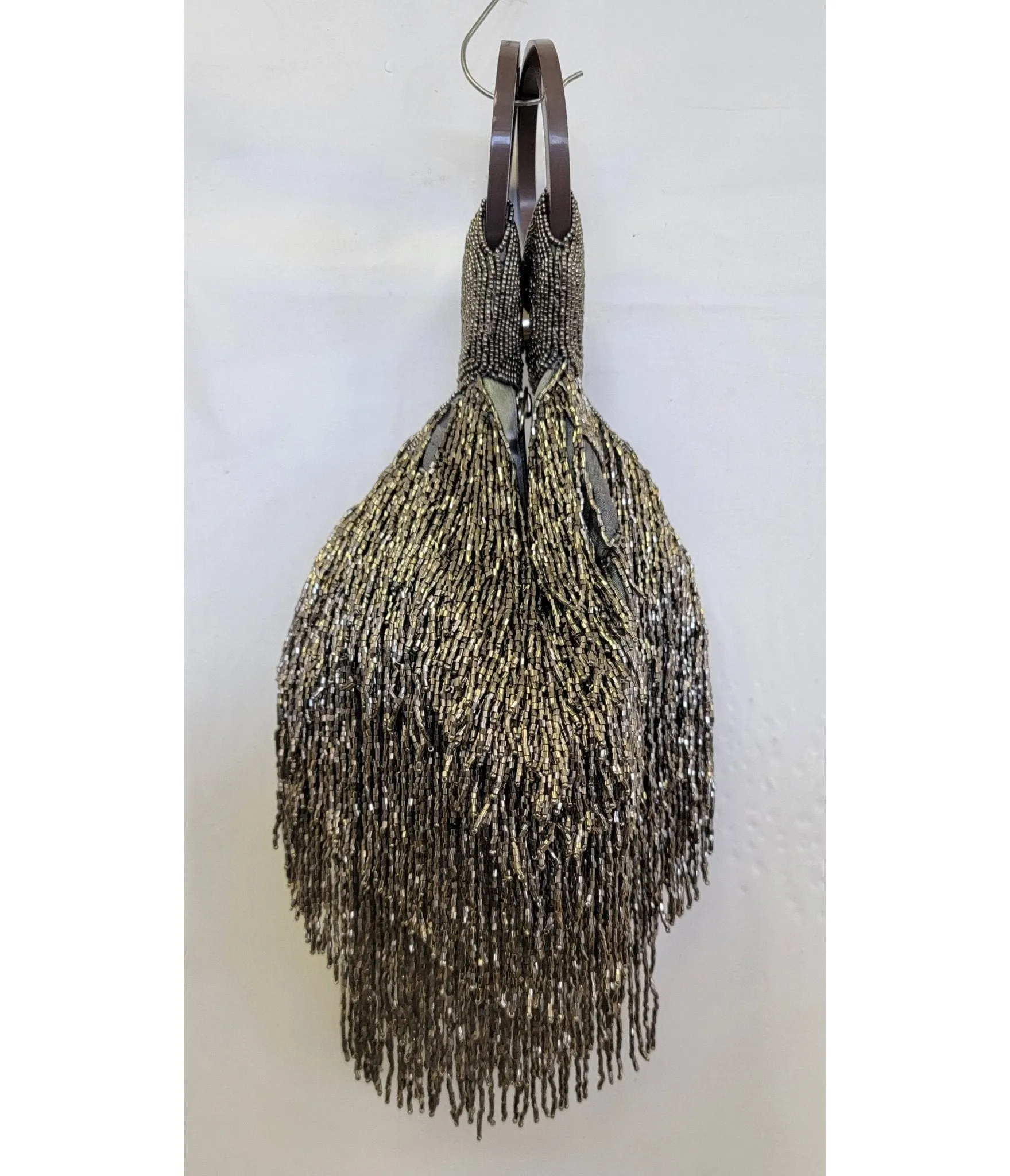 1920s Pewter Beaded Fringe Wristlet