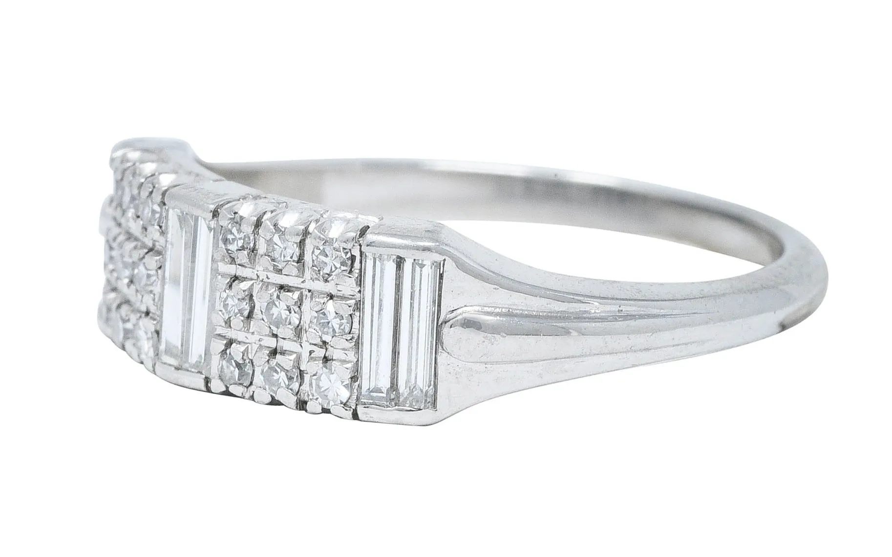 1950's Mid-Century 0.80 CTW Diamond Platinum Band Ring