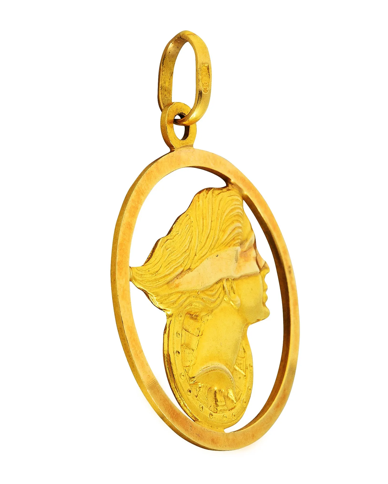 1970's Italian 18 Karat Gold Fortuna Goddess Pendant