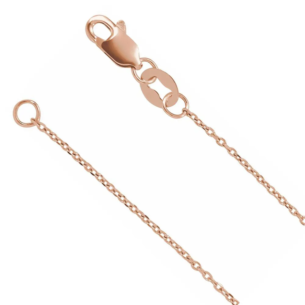 1mm 18K Rose Gold Diamond-Cut Solid Cable Chain Necklace